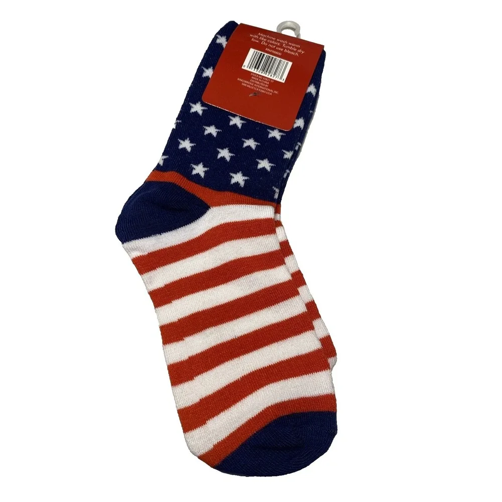 womens fashion crew socks american flag‎ OSFM